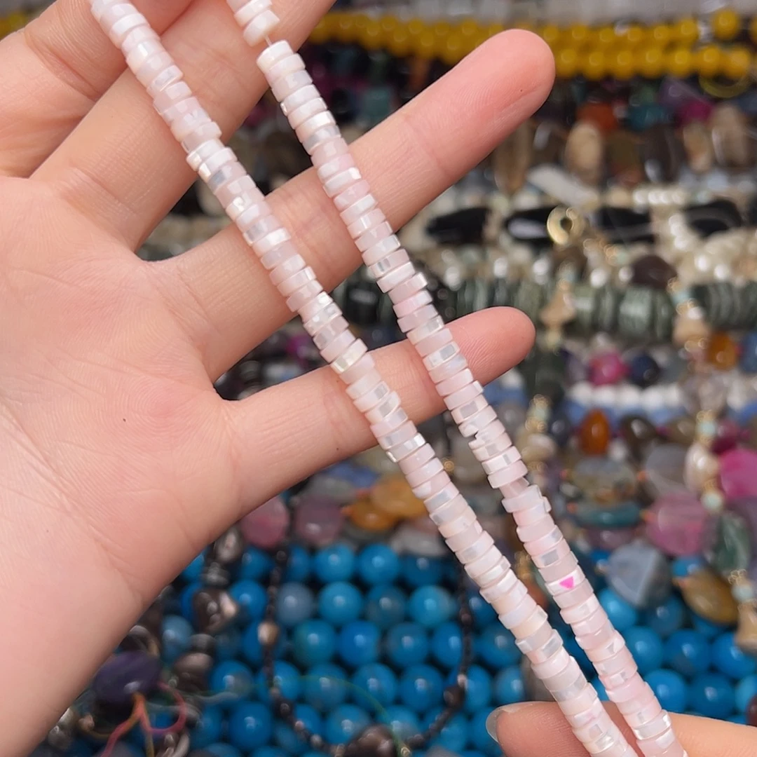 玛瑙/玉髓合金珠宝半成品V602。5.9mm老鱼骨浅粉隔片一条