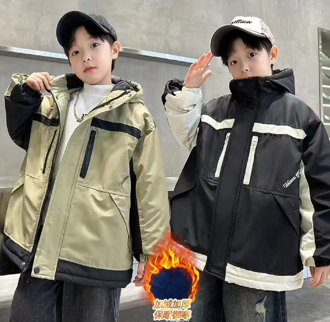 501926童装男童棉服 2024冬加绒加棉冲锋衣棉衣外套宝宝潮酷上衣