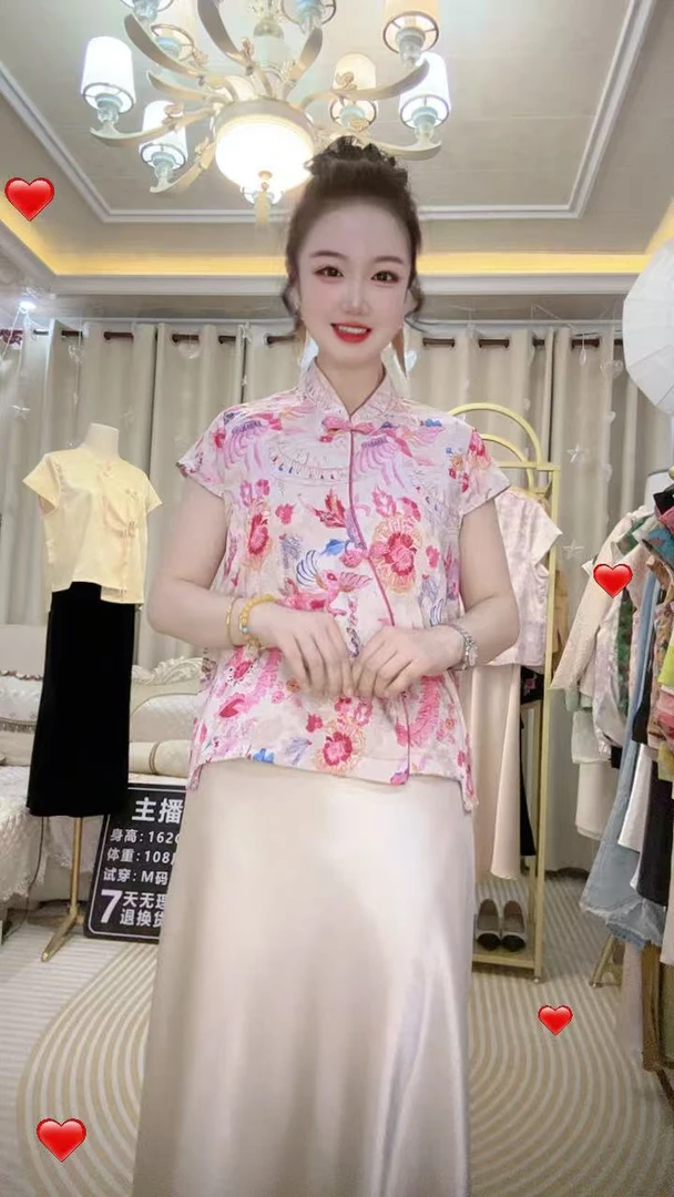 新中式上衣女时尚显瘦短袖夏季新款气质网红女士
