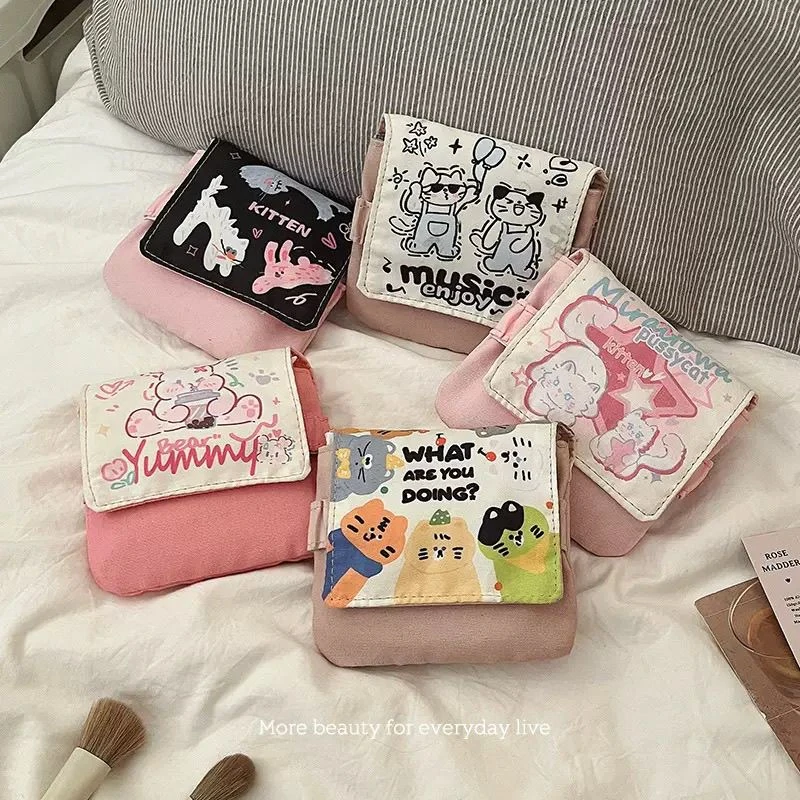 卡通大容量卫生巾收纳包姨妈巾包随身便携卫生月事防潮收纳小包qy