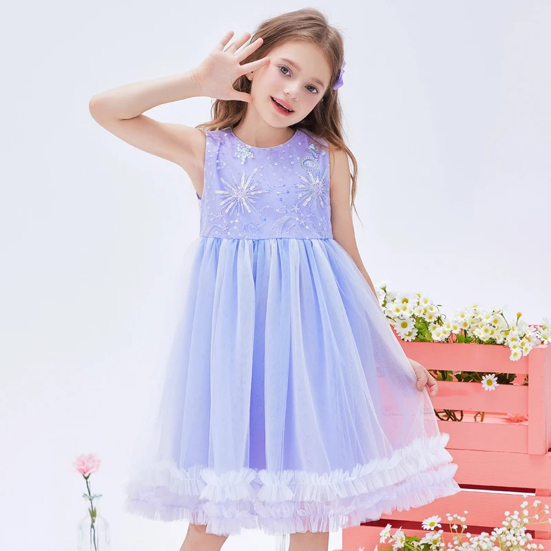 HELLO KITTY/凯蒂猫女童夏季2025新款洋气蕾丝公主风连衣裙