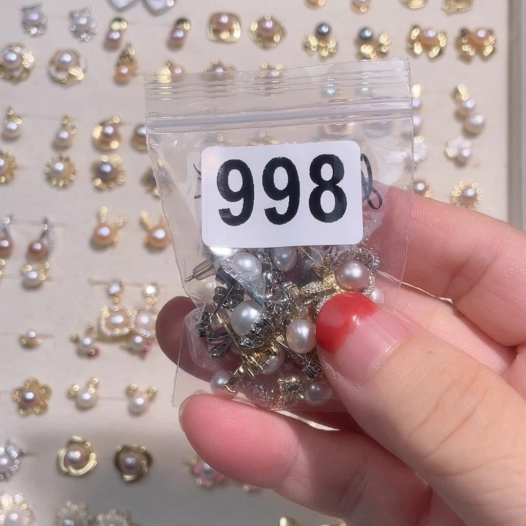 合金淡水珍珠耳饰娜*米