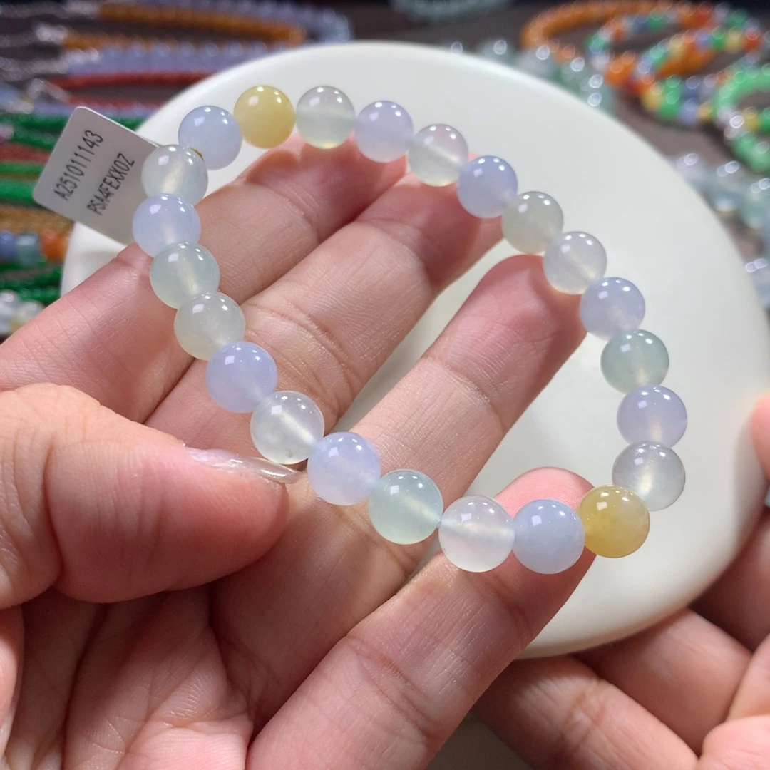 翡翠未镶嵌手链性价比 卡8浅色幻彩多宝单圈