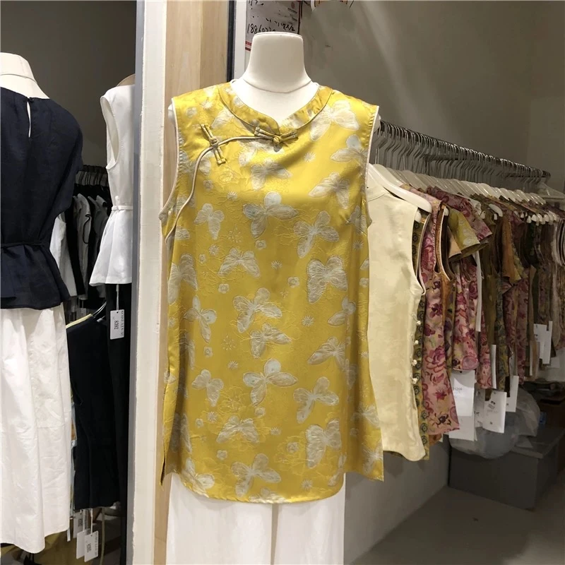 中式提花国风马甲开叉背心旗袍衫女2025广州十三行爆款中国风裙子