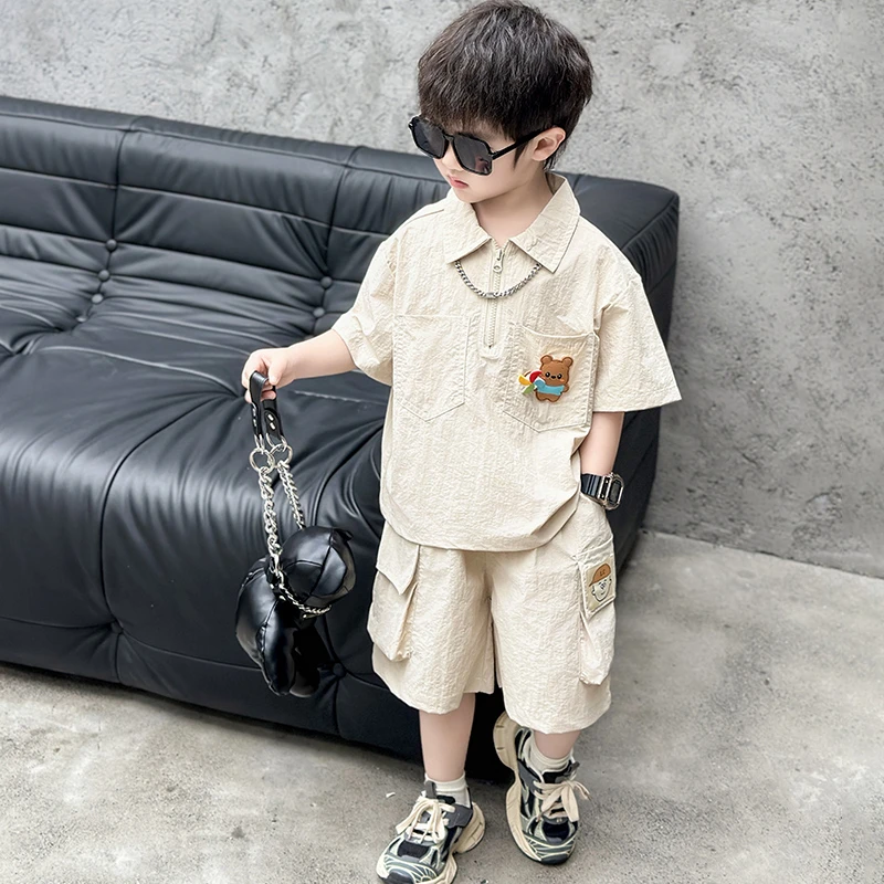 新品巴拉巴拉套装男童夏季薄款polo卡通印花短袖儿童2025新款洋气