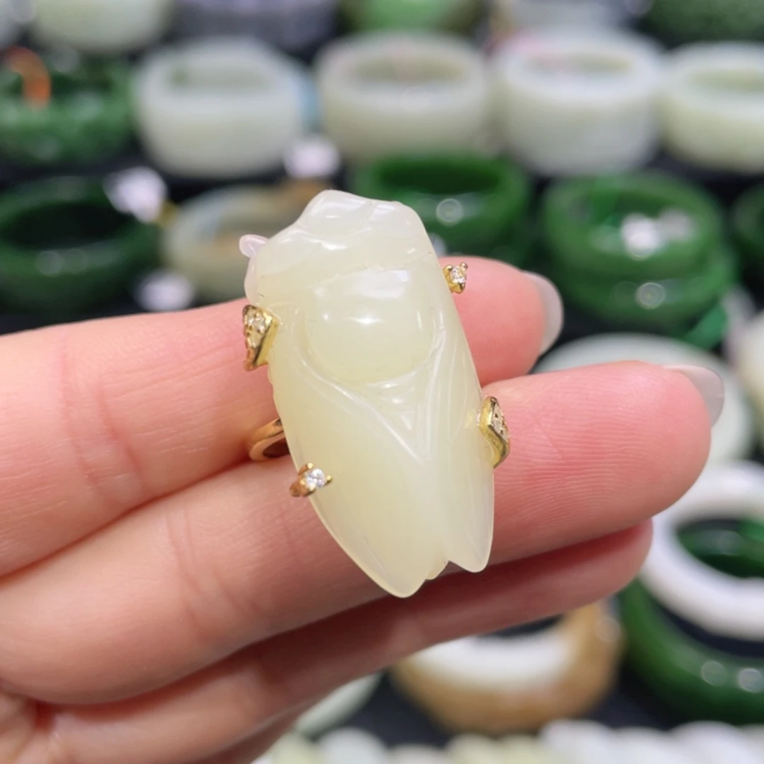 银S925镶嵌戒指和田玉