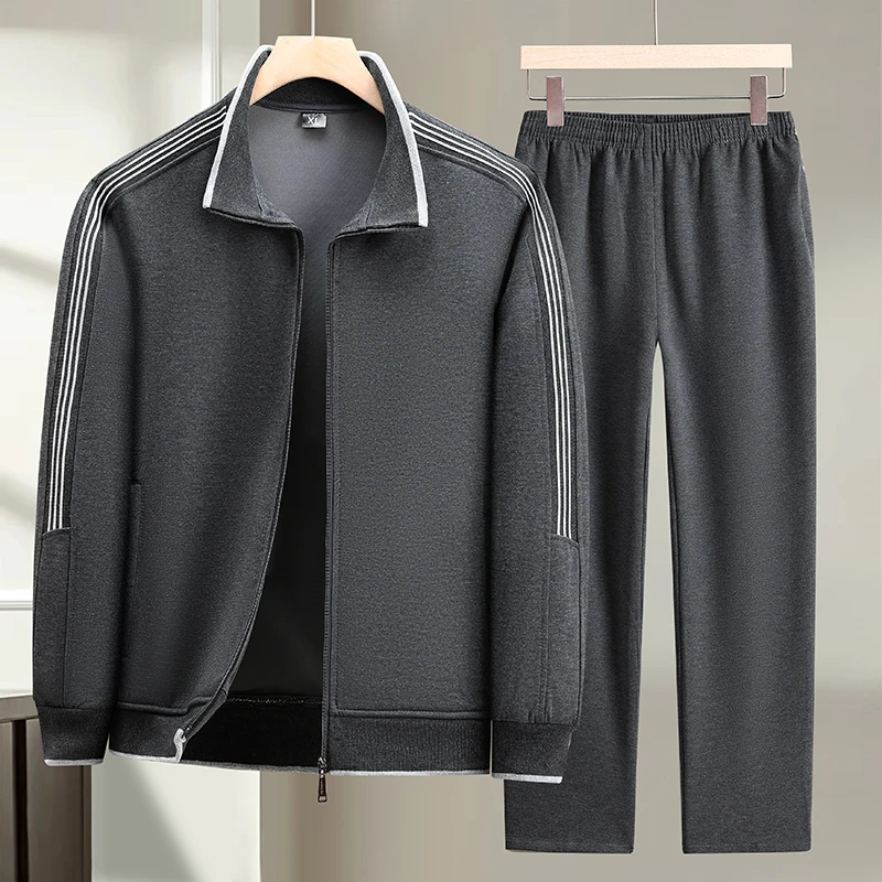 【两件套装】2025春秋新款运动套装男中老年休闲运动服爸爸宽松卫衣