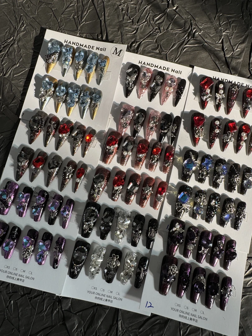 穿戴甲重工十指奢华满钻穿戴甲纯欲轻奢可卸孤品纯穿戴甲手工穿戴