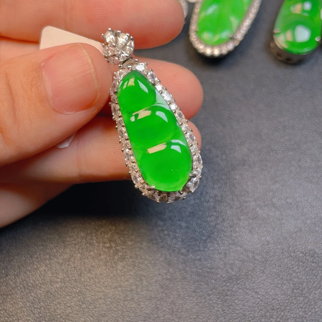 翡翠银S925镶嵌吊坠(不含链)