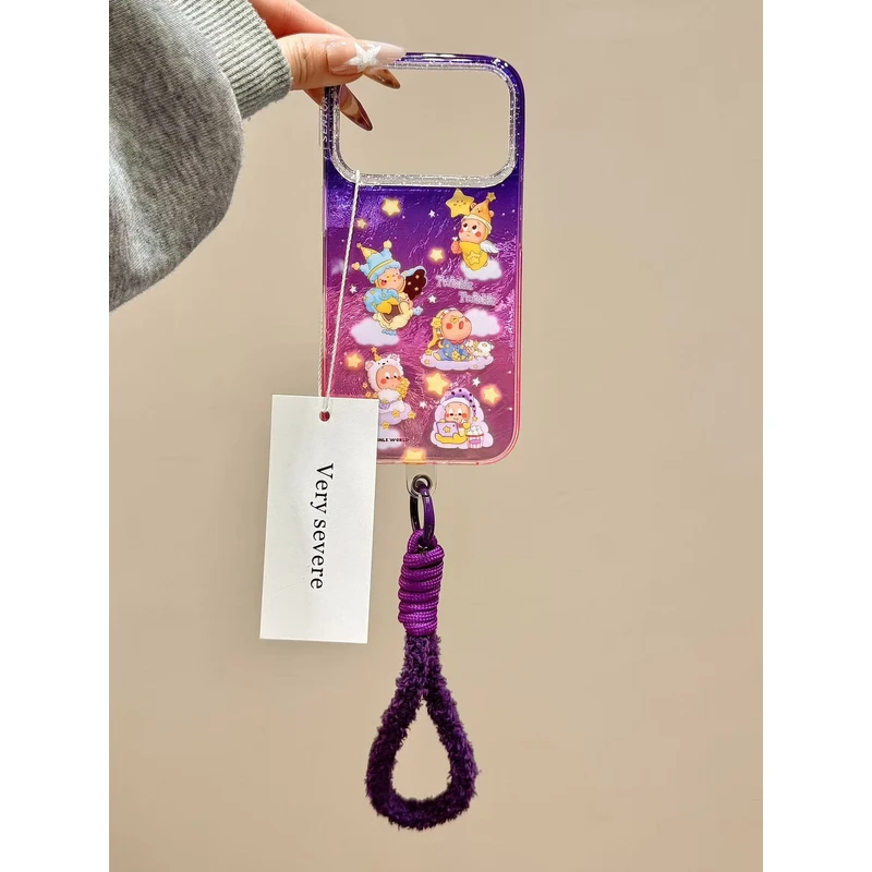 梦幻渐变紫星空星星男孩手拎绳适用苹果17promax手机壳15iphone16