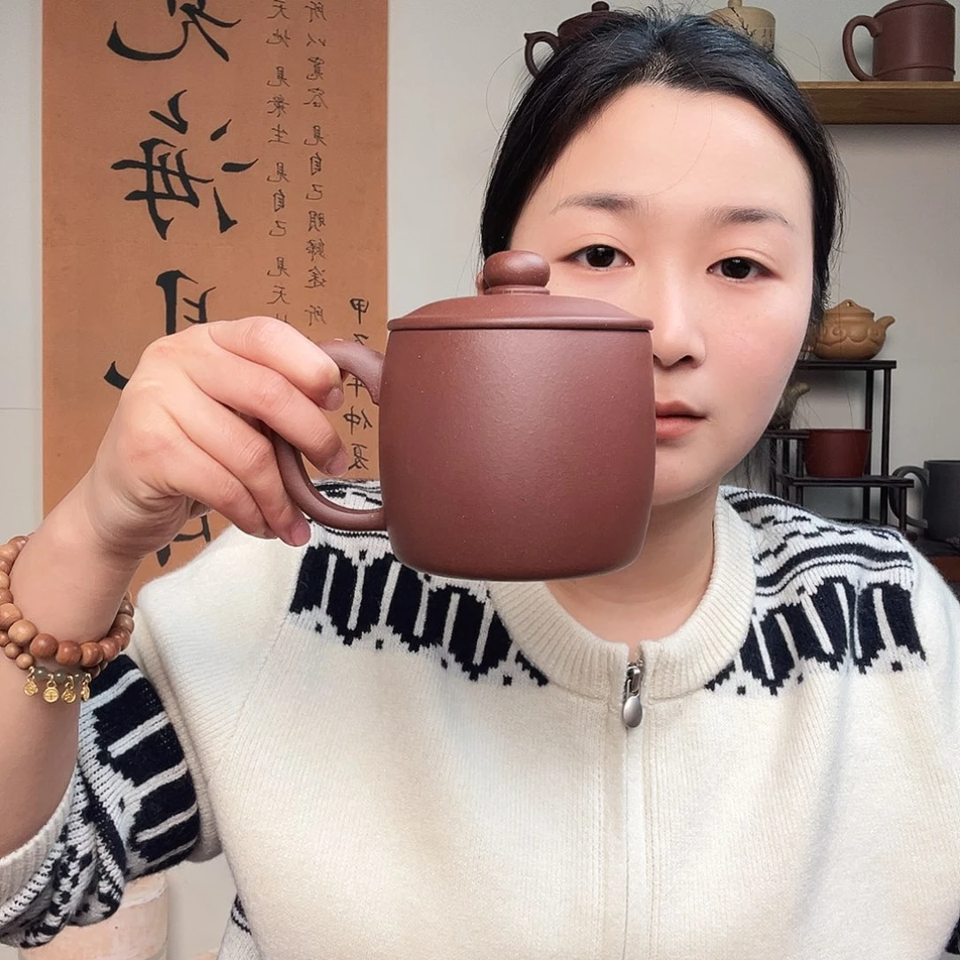 茶杯紫砂一**安微瑕紫砂盖杯底槽清墩墩杯