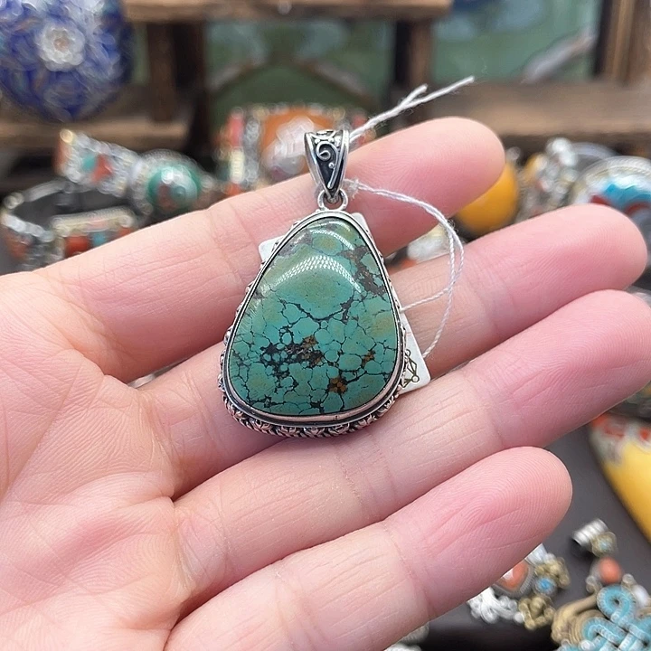 银S925镶嵌绿松石颈饰