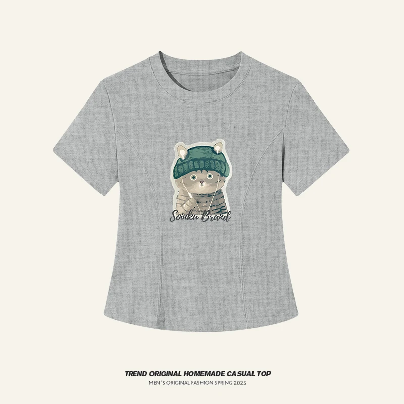 【T恤修身夏季系列】帅气猫燕尾鱼骨正肩短袖显瘦设计感不规则上衣