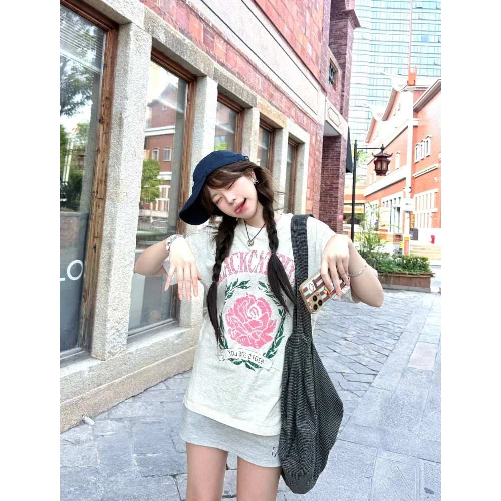 【匡宁】DY114美式潮牌重磅260G纯棉重工印花夏短袖T恤宽松上衣男女