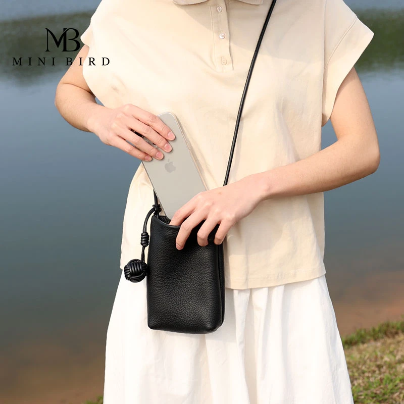 2025新款真皮手机包女休闲头层牛皮时尚简约百搭迷你斜挎包小包包