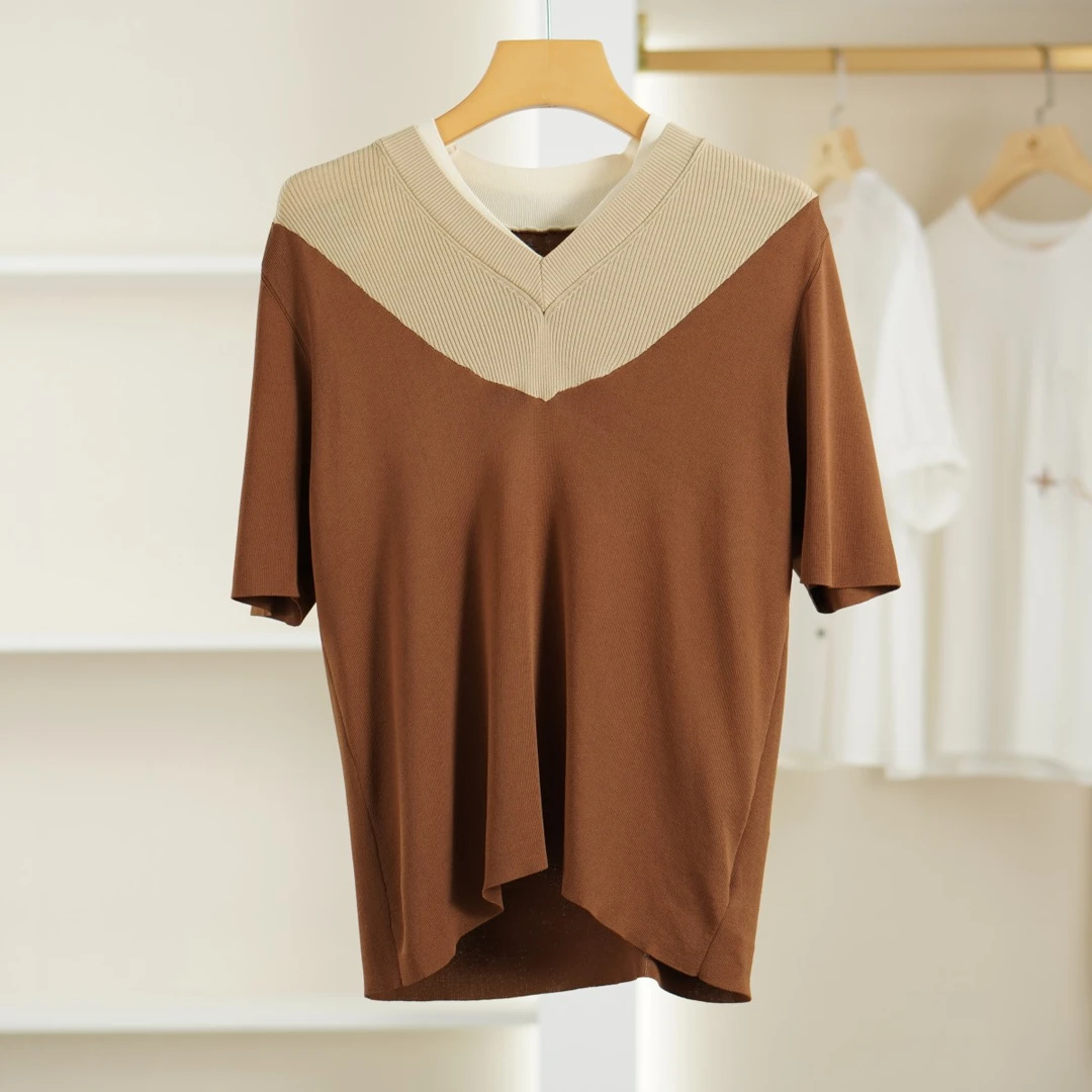 麦迪尚品【H】50401122 春夏简约撞色针织上衣品牌撤柜 C3组