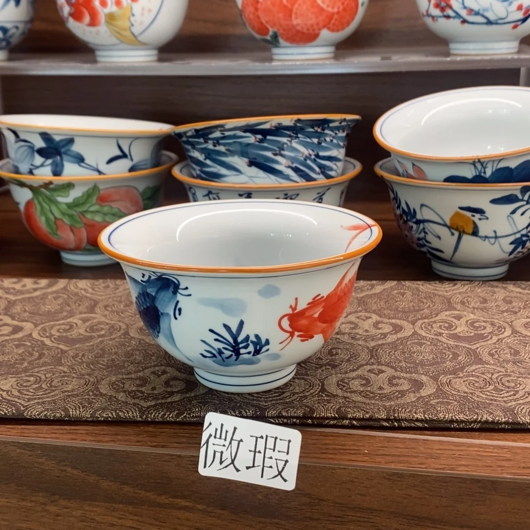 釉下手绘茶具微瑕手工绘制