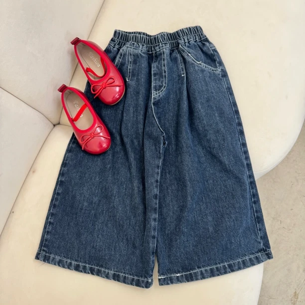 2女童牛仔裤2025春秋季新款宽松阔腿裤洋气女宝宝韩版牛仔长裤