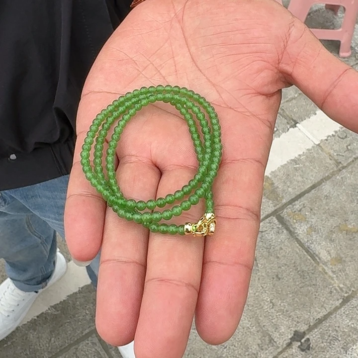 颈饰未镶嵌和田玉卡4冰阳绿小米珠纯净版