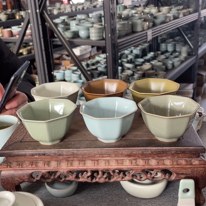 摆件六个釉色 八方杯