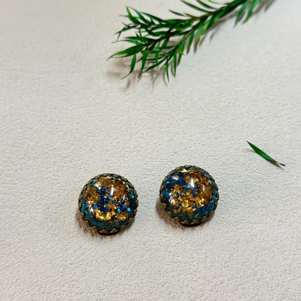 铜合金玻璃耳饰 【六六中古】孤品复古耳夹te2315
