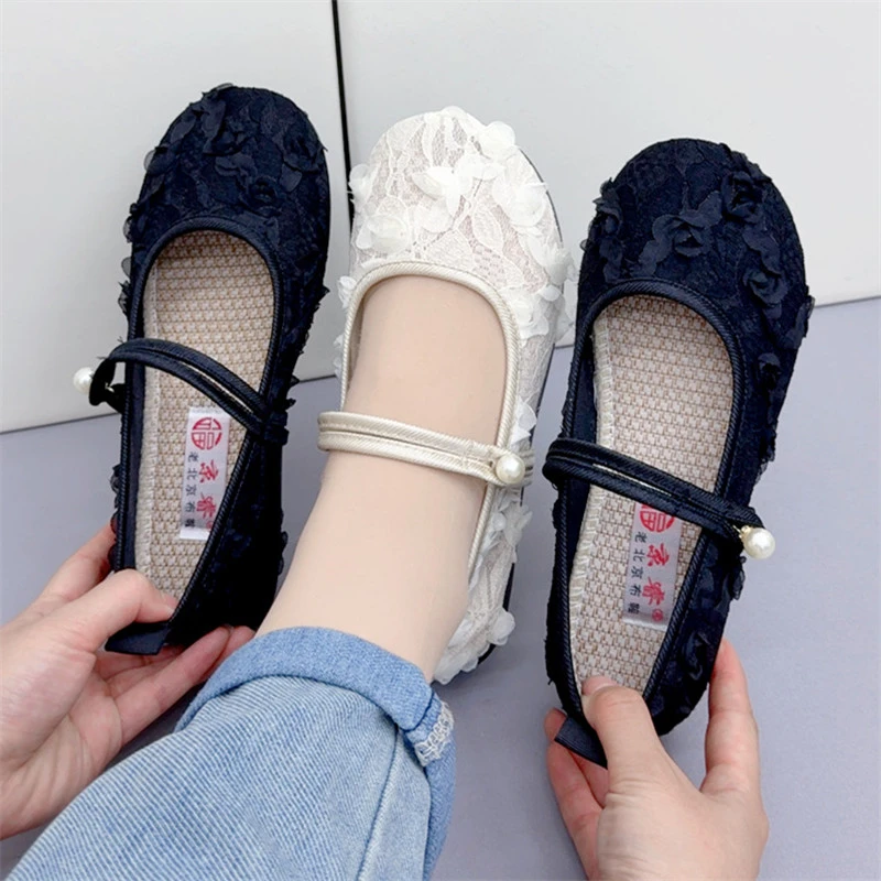 2025新款夏季老北京布鞋女时尚洋气单鞋软底轻便豆豆鞋舒适百搭