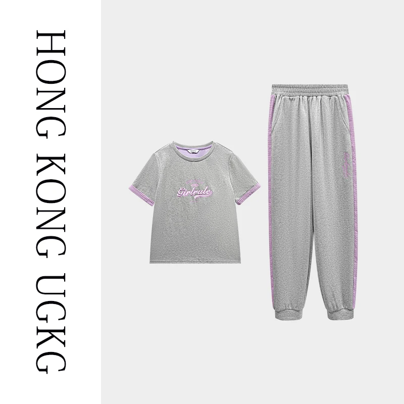 香港UGKG运动套装女夏装洋气短袖t恤高贵两件套73252ZH093-2