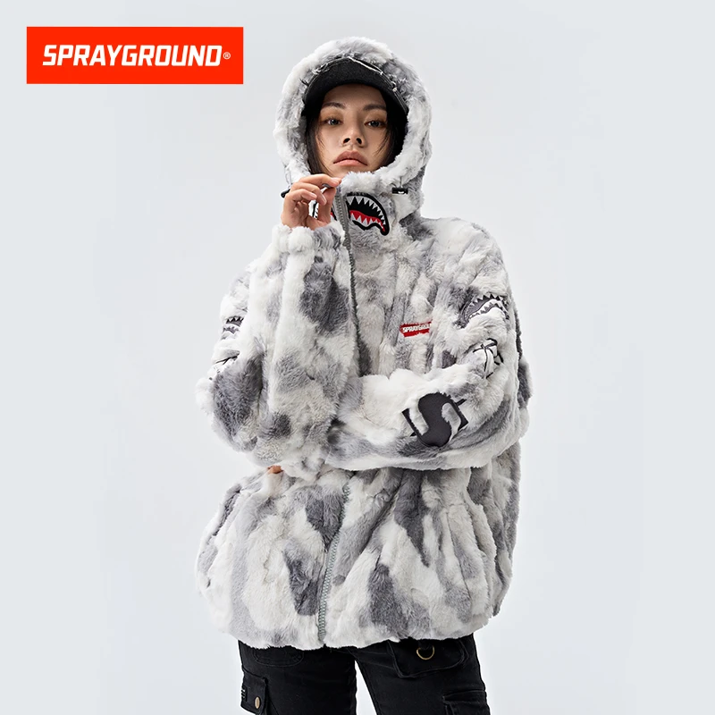 SPRAYGROUND鲨鱼嘴加厚连帽宽松保暖毛绒外套秋冬穿搭HD WD931121