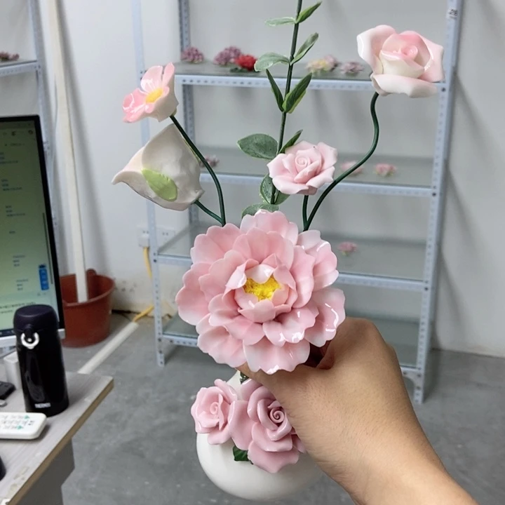 摆件手工制作陶瓷花