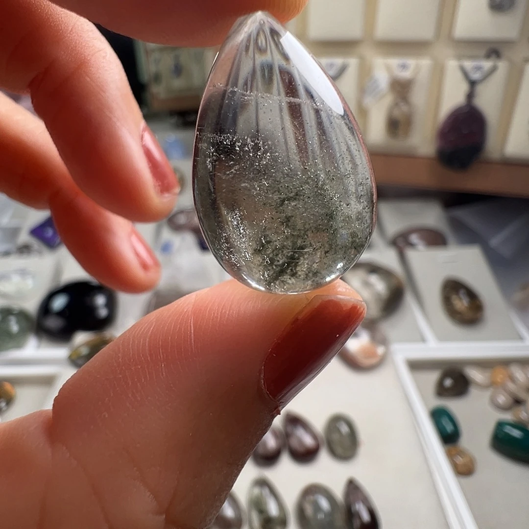 水晶银S925镶嵌颈饰天然幽灵水晶