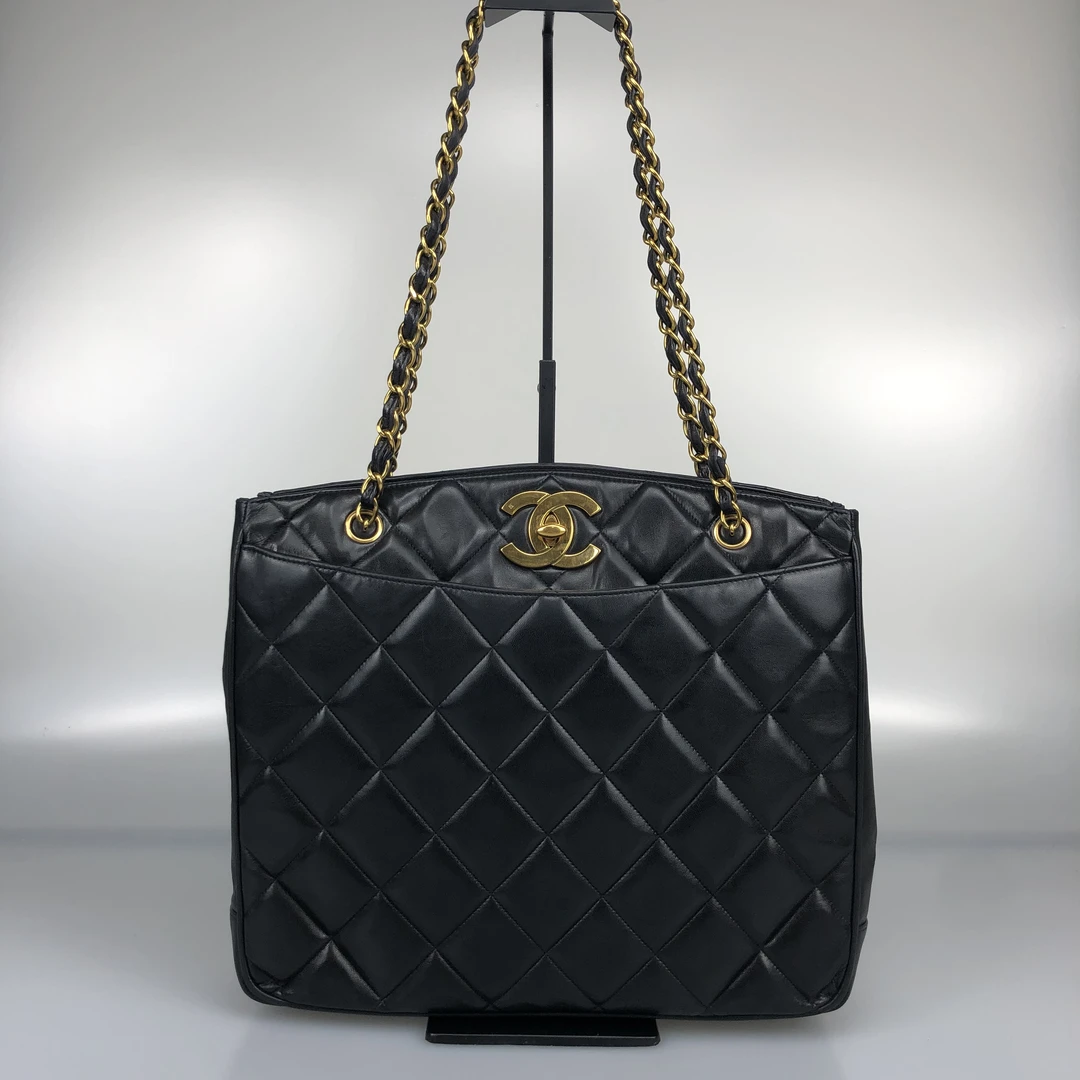 95新 Chanel/香奈儿 黑金贝嫂琴谱腋下链条包