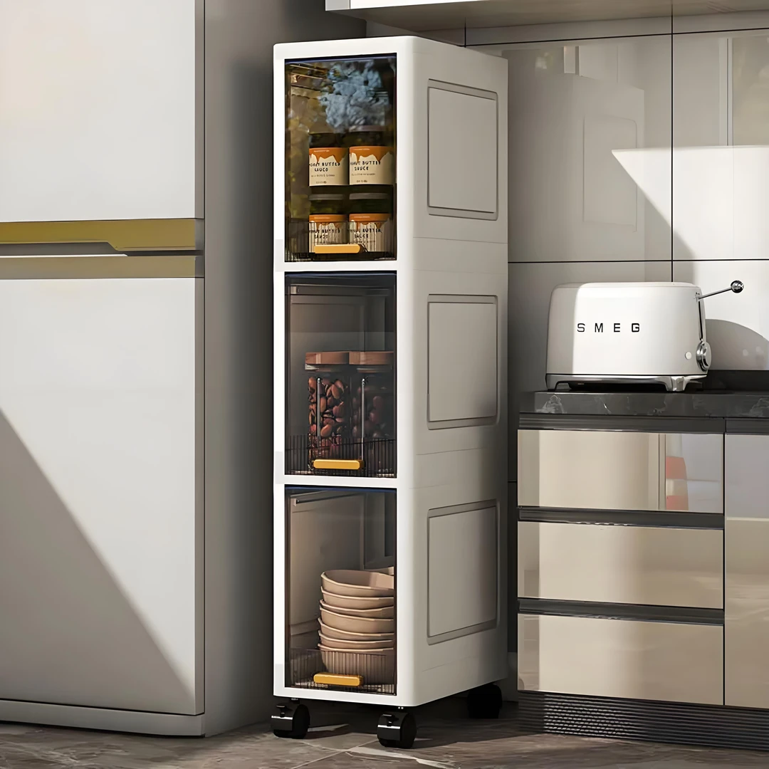 【居家好物】可移动轻奢风多层纯色收纳柜厨房浴室夹缝柜