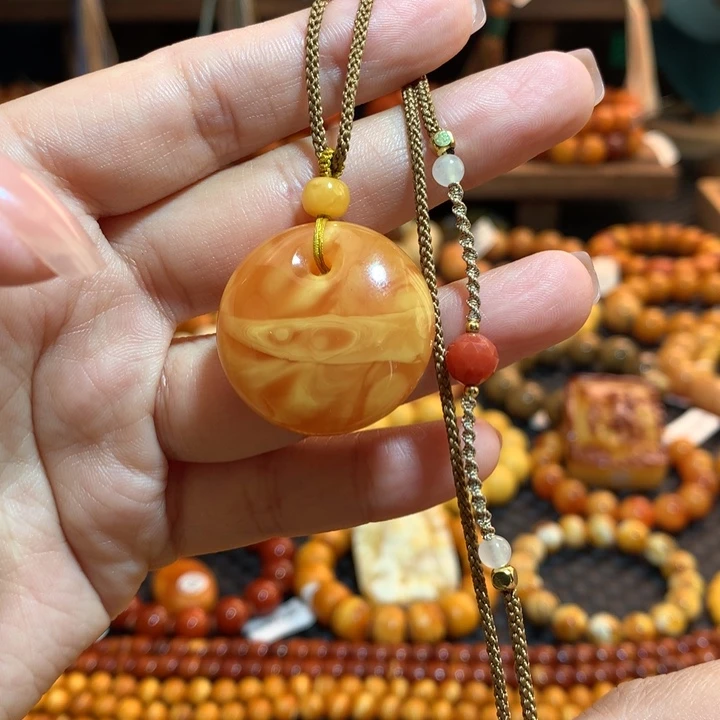 蜜蜡未镶嵌吊坠(赠链)蜜蜡吊坠