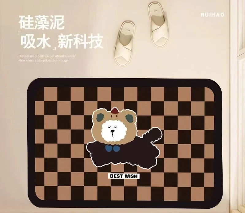 小熊硅藻泥浴室防滑入户卧室吸水地垫吸水垫门垫脚垫卫生间适用