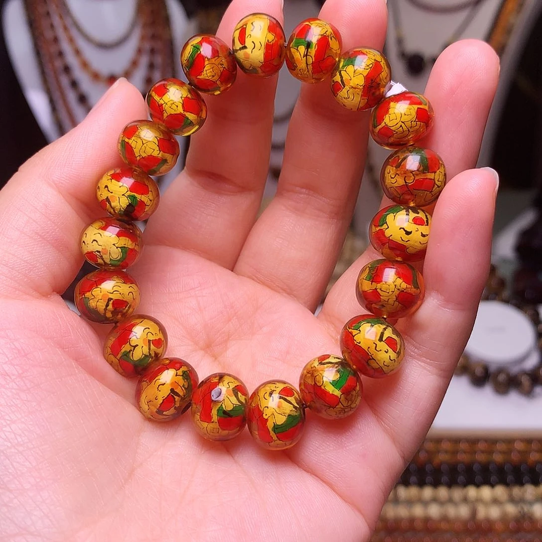 未镶嵌琥珀裸石12/单圈非遗内壁画手串