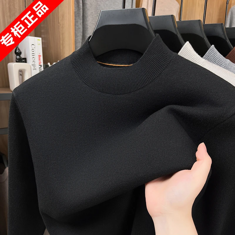 意大利专柜正品男士冬季桑蚕丝毛衣休闲百搭半高领高档羊毛打底衫