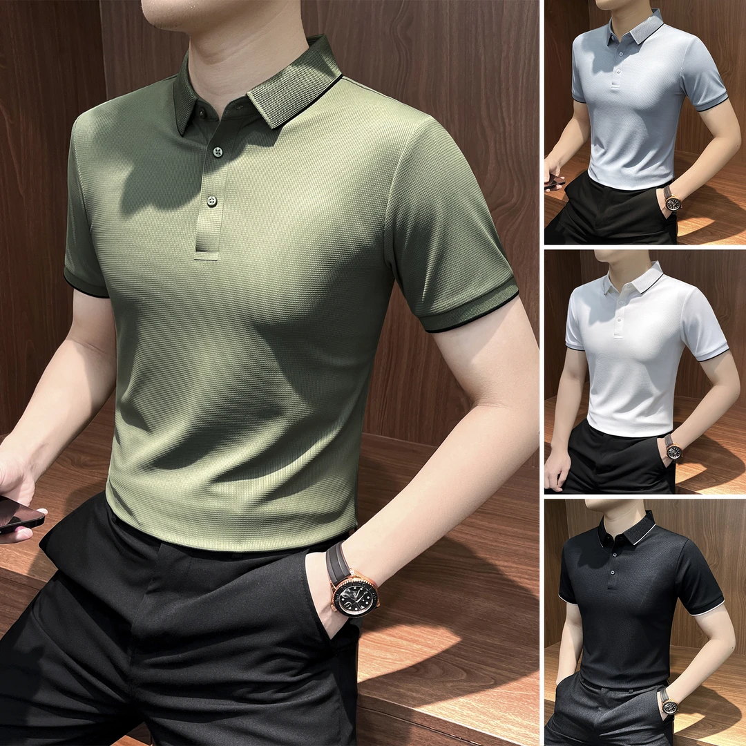 金刚领短袖POLO衫男2025新款高级感男装夏季冰丝薄款商务男士T恤