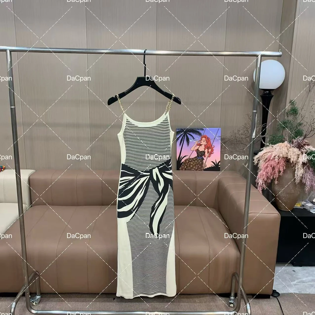 DACPAN-“富家千金”性感开叉条纹吊带连衣裙 2025/盼·PP 583