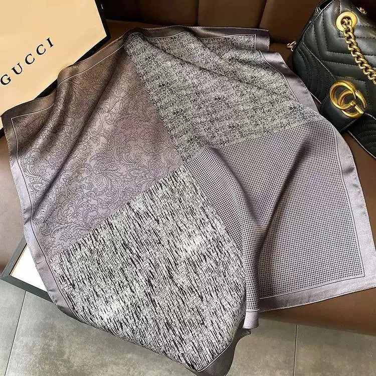 银灰格调 丽锦缎 90*90 大气气质丝巾