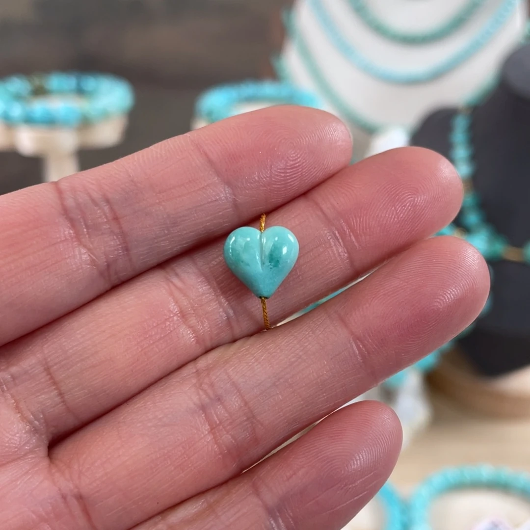 绿松石未镶嵌套链9+爱心屁桃