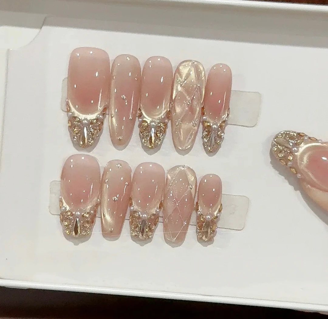 【金箔香奈】高品质穿戴甲腮红微笑光疗猫眼立体可拆卸美甲