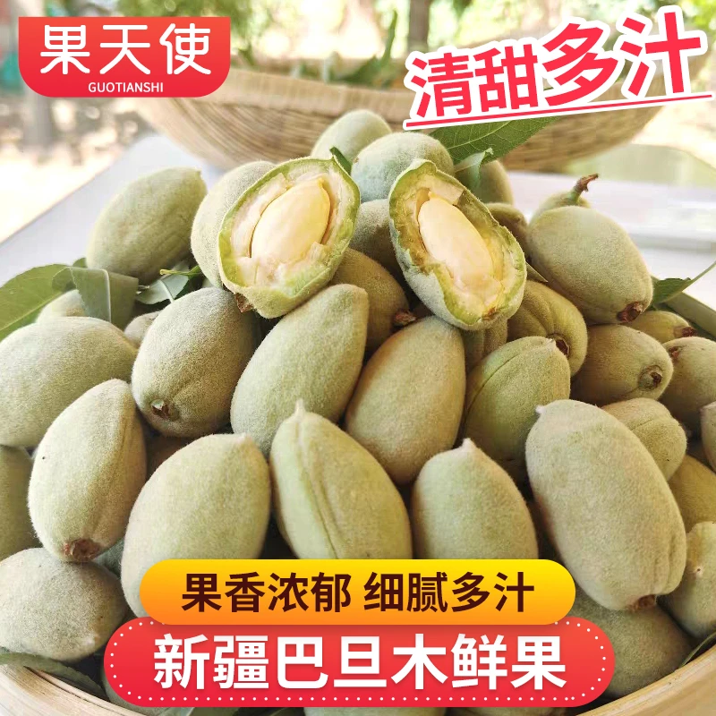 【果天使】新疆新鲜现摘绿皮巴旦木1-5斤新鲜水果带青壳即食扁桃仁