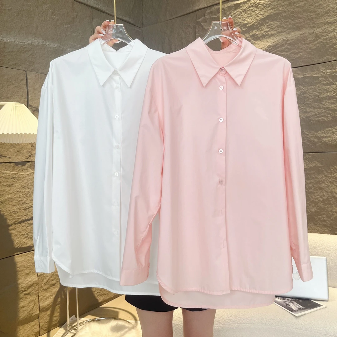 nana定制 气质休闲款百搭度假显瘦抗皱衬衫1018 白粉