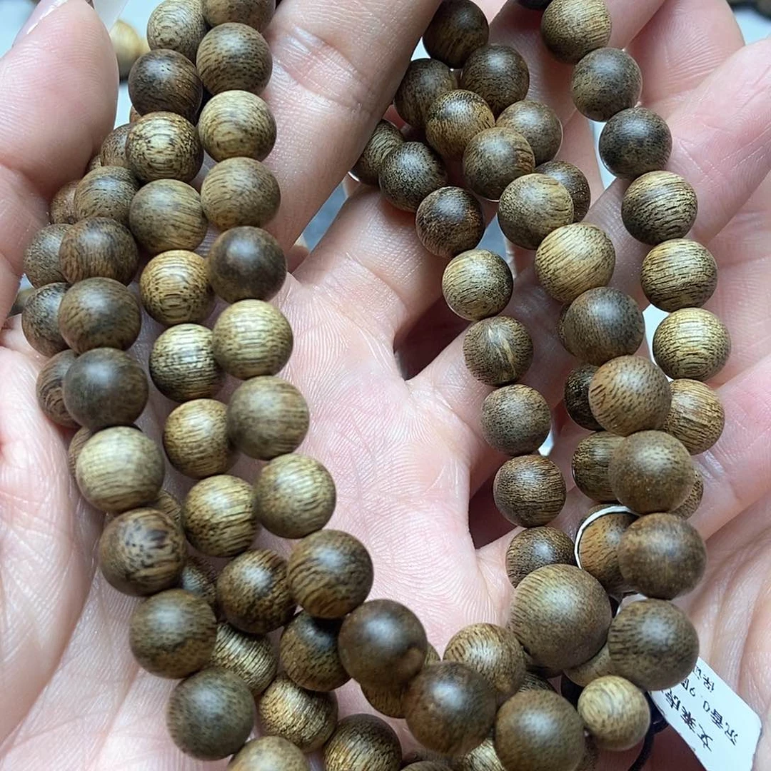 沉香手串文莱虎皮纹0.9圆珠长串