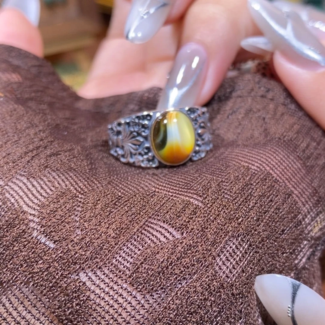 小***酱琥珀银S925镶嵌戒指