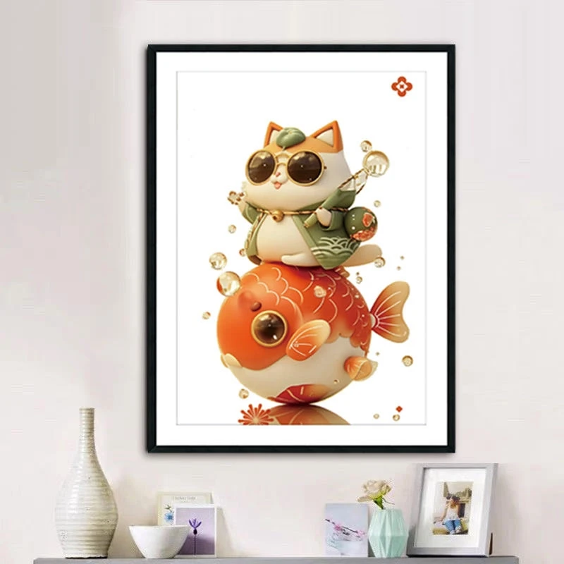 彩丽绮01604招财有余十字绣线绣2025新款客厅卡通儿童房刺绣卧室