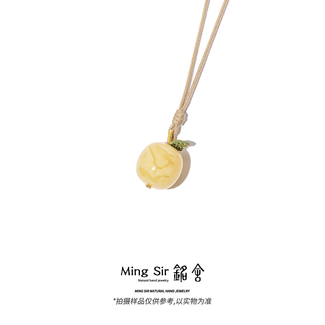【铭舍 苹果浓花高】蜜蜡苹果手工编艺设计款颈饰蜜蜡原矿原石