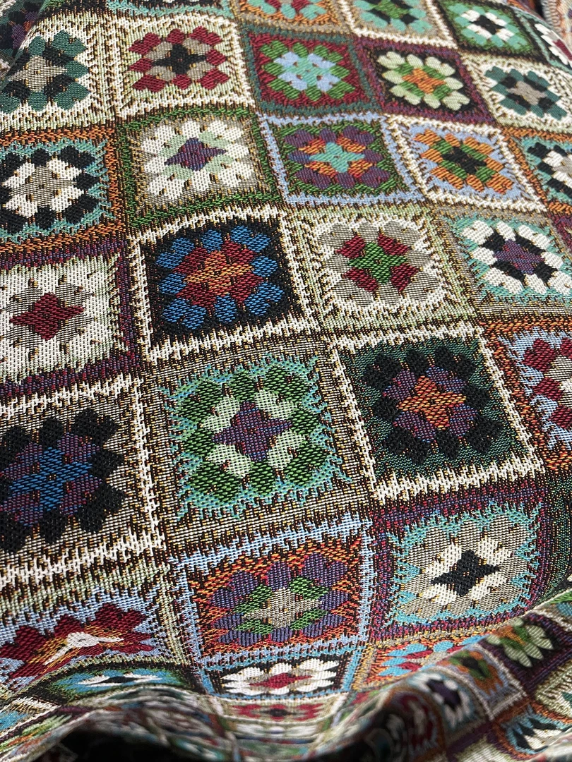 祖母格沙发布桌布棉麻提花波西米亚风外贸麻料沙发面料