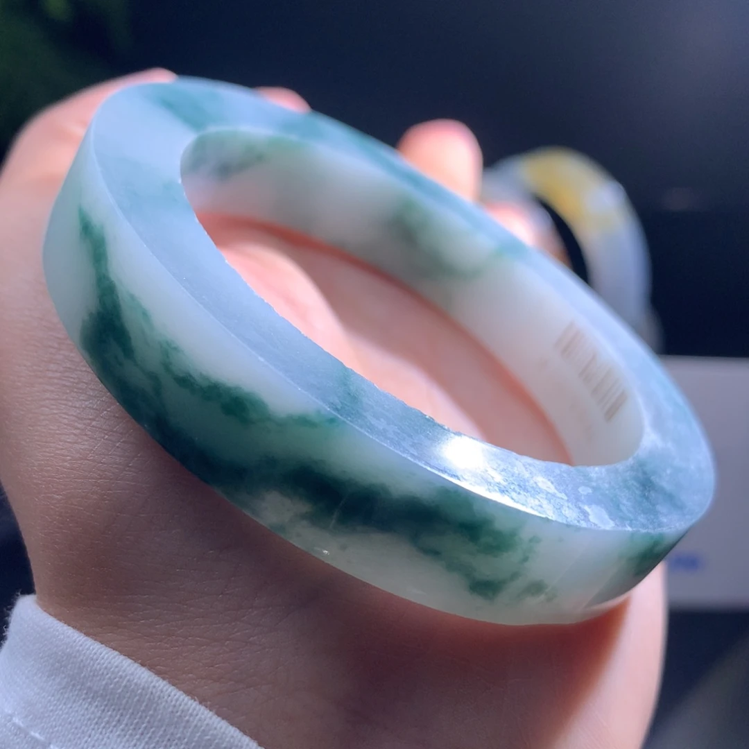 未镶嵌手镯定制翡翠牛奶飘花57-61