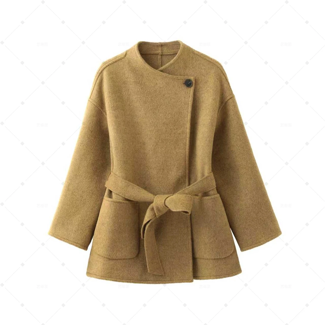 薄款秋冬短款中长款长袖毛呢外套时尚韩版毛呢呢子F